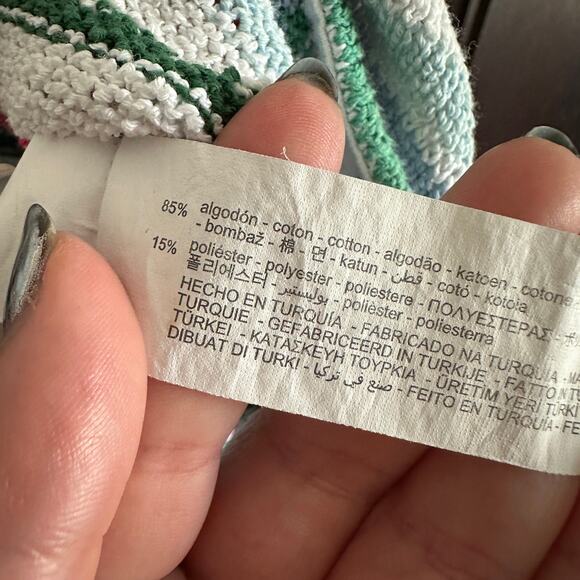 ZARA | White Cotton Blend Striped Collared Short Sleeve Cardigan Sweater | Small - Picture 6 of 7